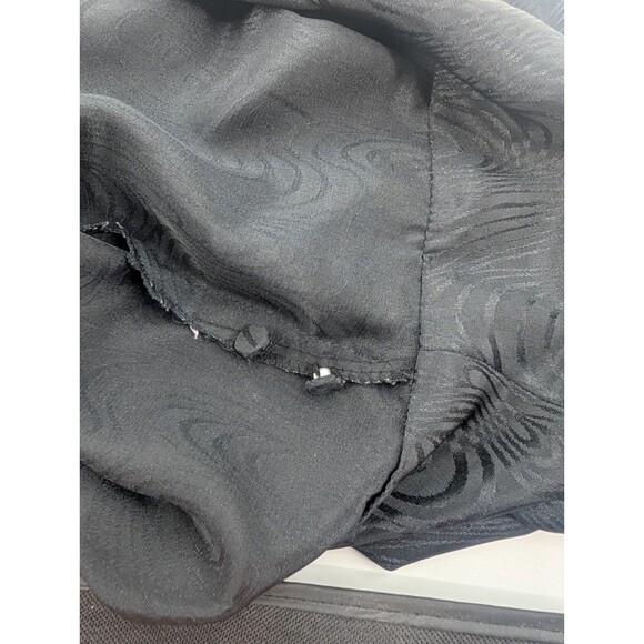 Peters & Ashley Vintage Black Swirl Print Satin Puffy Button Up Blouse Size M/L - Picture 9 of 10